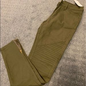 Army Green Ribbed Skinny Jeans